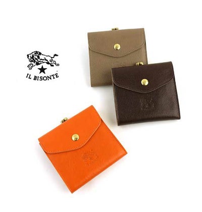 IL BISONTE(イルビゾンテ) レザー フラップ がま口 二つ折り財布