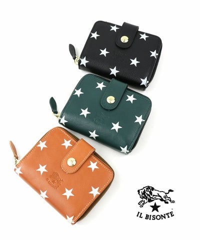 IL BISONTE(イルビゾンテ) 日本限定 レザー ラウンドファスナー 二つ折り財布 ウォレット