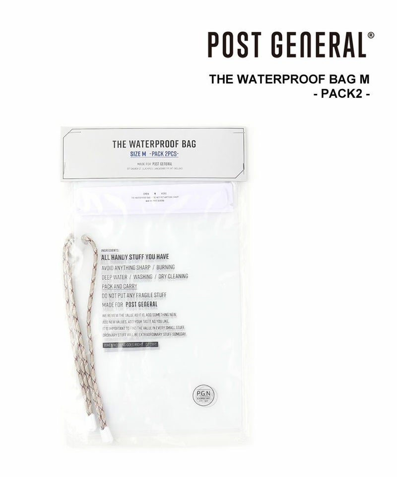 POST GENERAL(ポストジェネラル) マジックテープ付き 防水バッグ PVC 収納袋 小物入れ THE WATERPROOF BAG M -PACK2- ホワイト(WHT)