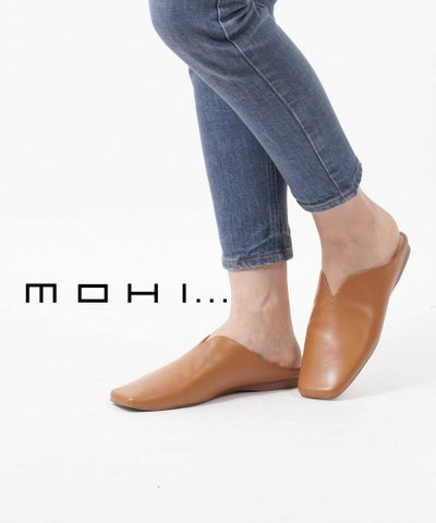 MOHI(モヒ) レザー スクエアトゥ ミュール スリッパサンダル