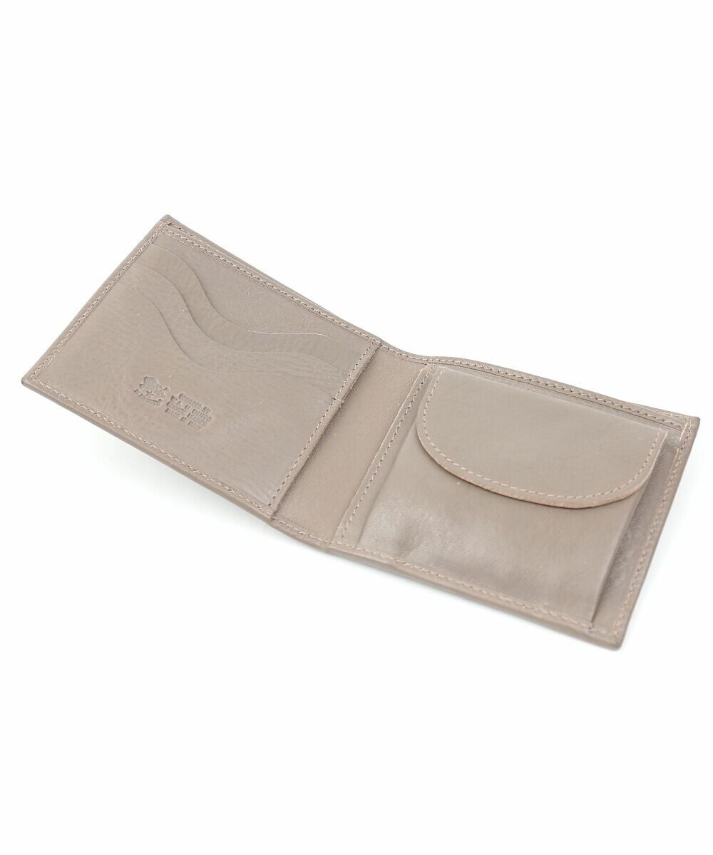 【日本限定】イルビゾンテ ホワイトロゴ 二つ折り財布 コンパクト グレージュ イル ビゾンテ IL BISONTE 二つ折り財布 コンパクト財布 ホワイト