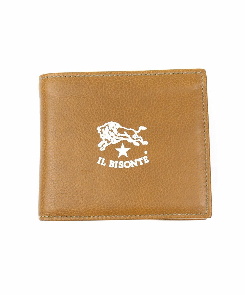【日本限定】イルビゾンテ ホワイトロゴ 二つ折り財布 コンパクト グレージュ イル ビゾンテ IL BISONTE 二つ折り財布 コンパクト財布 ホワイト