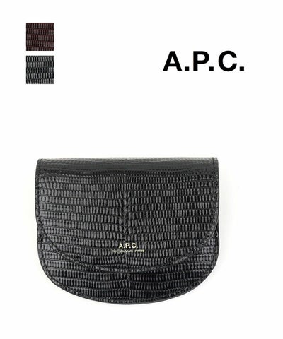 A.P.C.(アー・ペー・セー) カウハイドレザー リザードエンボス カードケース コインケース ミニ財布 コンパクトウォレットCOMPACT GENEVE NEW