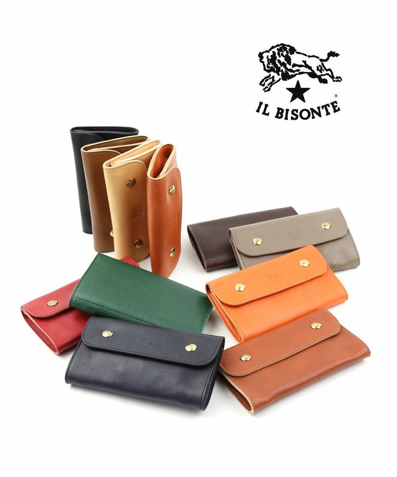IL BISONTE(イルビゾンテ) レザー フラップ付き 財布 マルチケース ミディアムウォレット ミドルグレー(18)