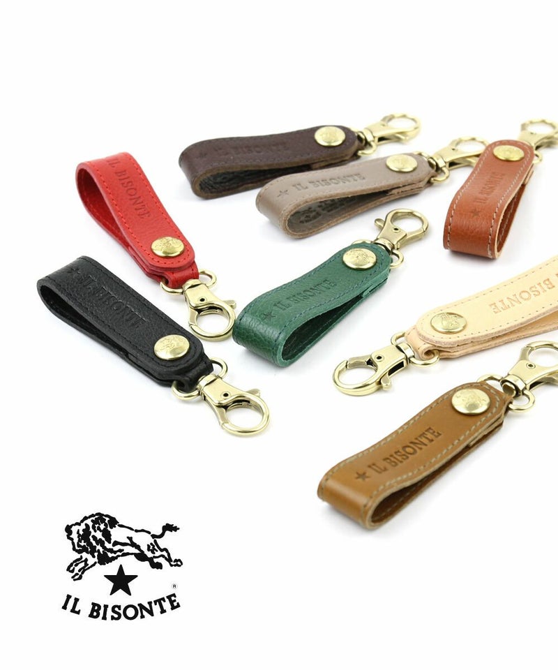 IL BISONTE(イルビゾンテ) レザー キーリング キーホルダー レザーチャーム ミドルグレー(18)