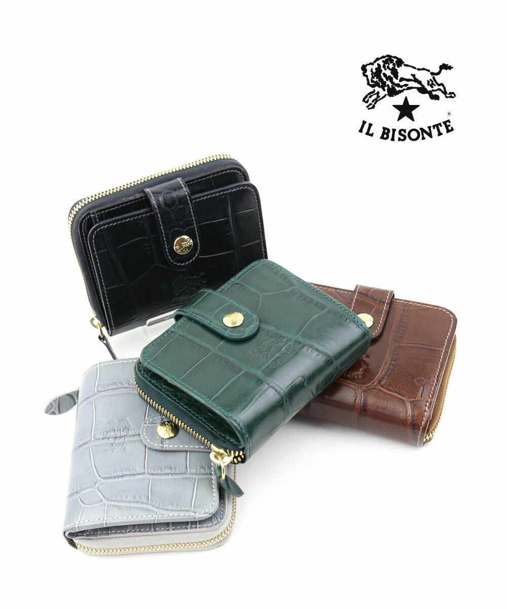 IL BISONTE(イルビゾンテ)レザー ラウンドファスナー 二つ折り財布