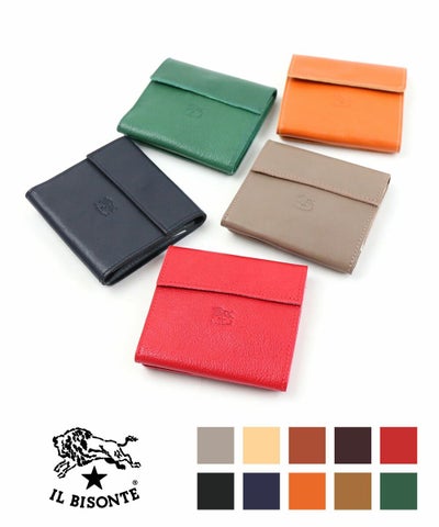 IL BISONTE(イルビゾンテ) レザー フラップ付き 二つ折り財布 ウォレット