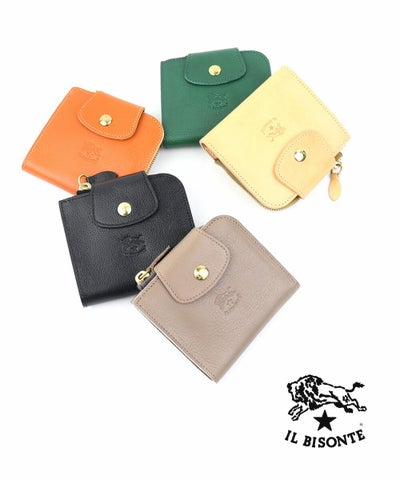 IL BISONTE(イルビゾンテ) レザー L字ファスナー 二つ折り財布 ウォレット