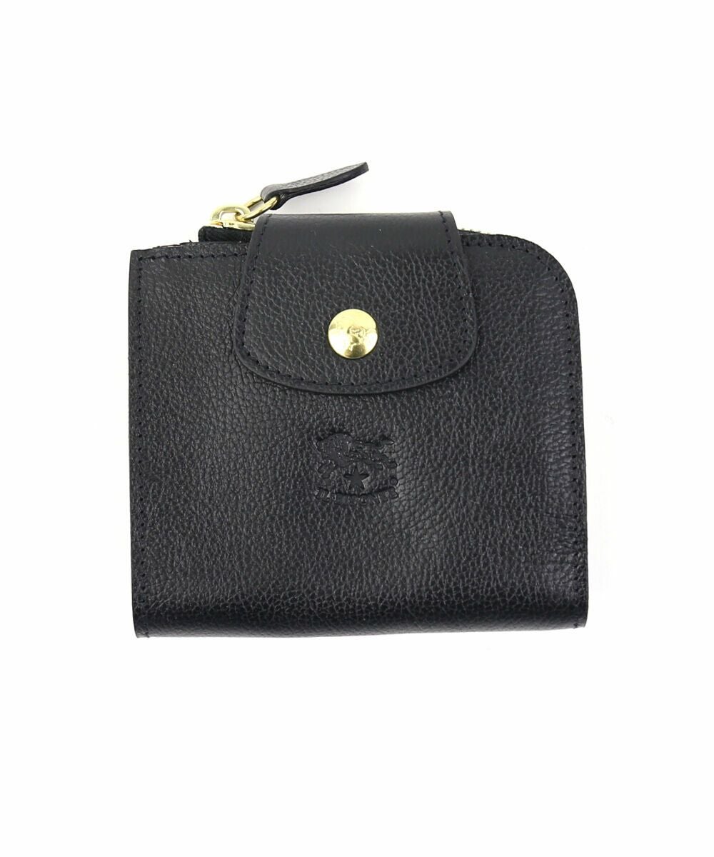 IL BISONTE 二つ折り財布 ブラック レザー L字ファスナー IL BISONTE(イルビゾンテ)レザー L字ファスナー 二つ折り財布