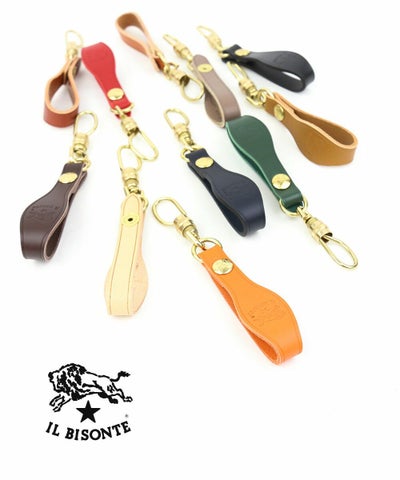 IL BISONTE(イルビゾンテ) レザー スナップ付き ベルト キーホルダー キーリング