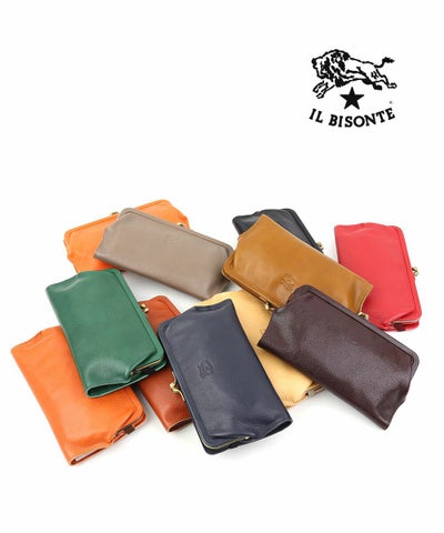 IL BISONTE(イルビゾンテ)レザー がま口 長財布 ロングウォレット 