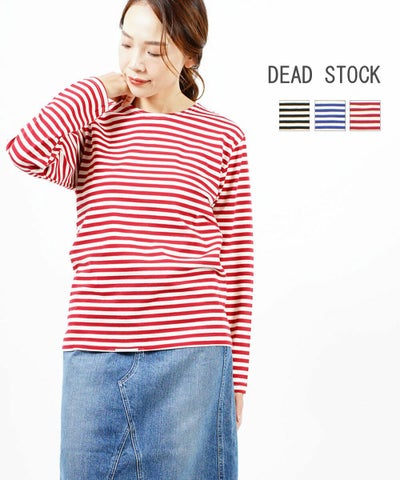 Dead stock(デッドストック) コットン ロングスリーブ ボーダーTシャツ  ロンT カットソー プルオーバー