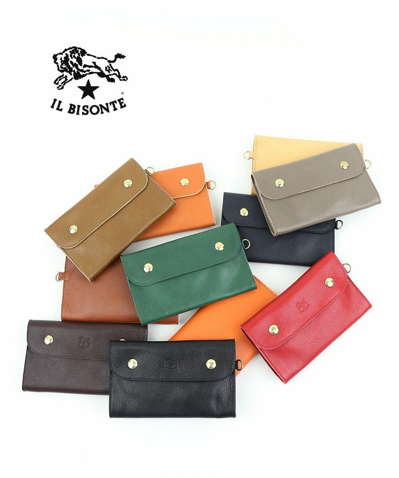 IL BISONTE(イルビゾンテ) フラップ付き ミデイアムウオレット 財布 ミドルグレー(18)