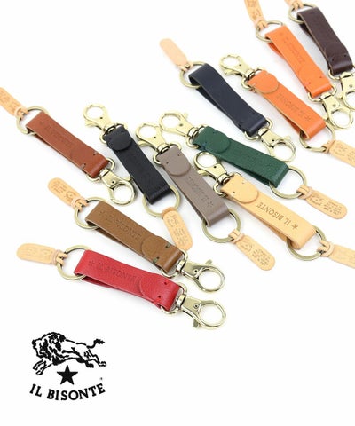 IL BISONTE(イルビゾンテ) レザー ロゴエンボス キーホルダー キーリング