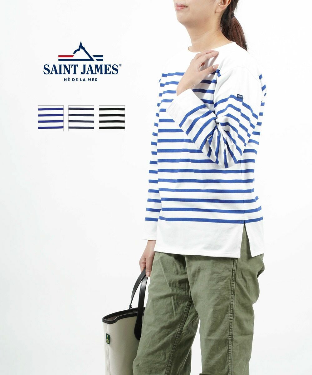 美品 セントジェームス ナヴァル パネルボーダー ホワイト ブラック T6 SAINT JAMES（セントジェームス） ロンT 長袖 Tシャツ ナヴァル ナバル