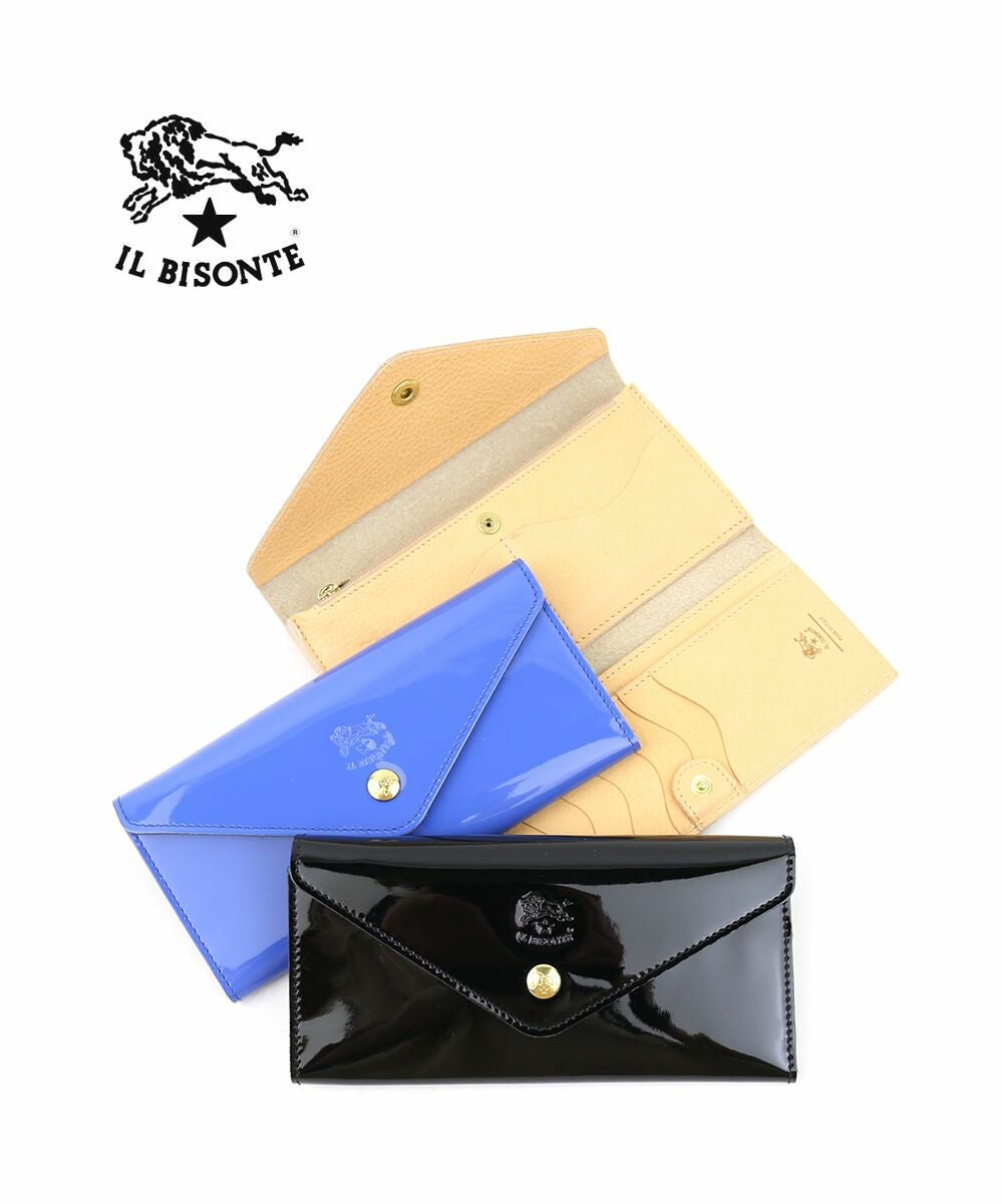 IL BISONTE(イルビゾンテ)パテント エナメル レザー 三つ折り 長財布