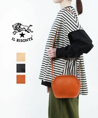 IL BISONTE(イルビゾンテ) レザー 六角形 ヘキサゴンバッグ クロスボディバッグ ショルダーバッグ