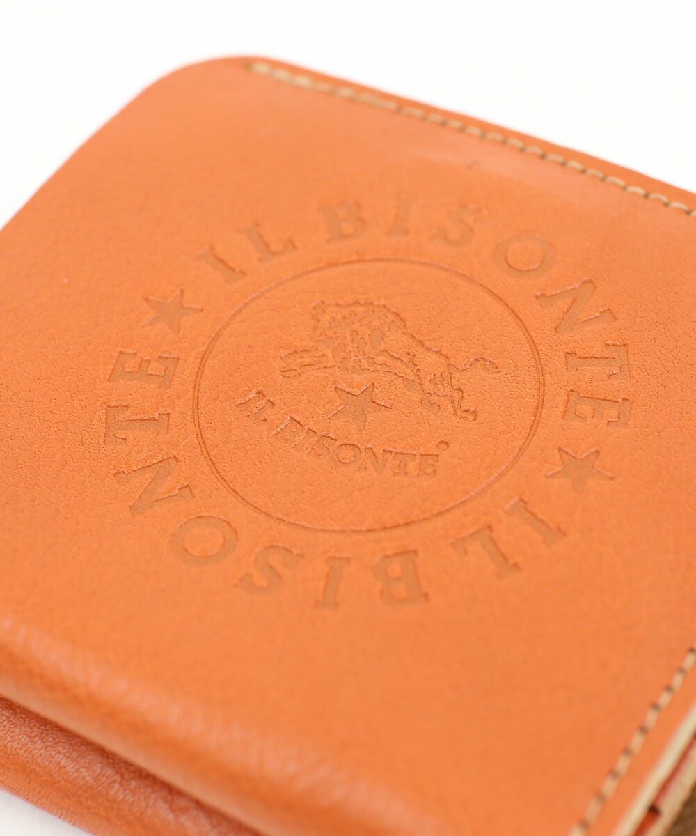 IL BISONTE(イルビゾンテ)レザー ビッグロゴ型押し ラウンドファスナー