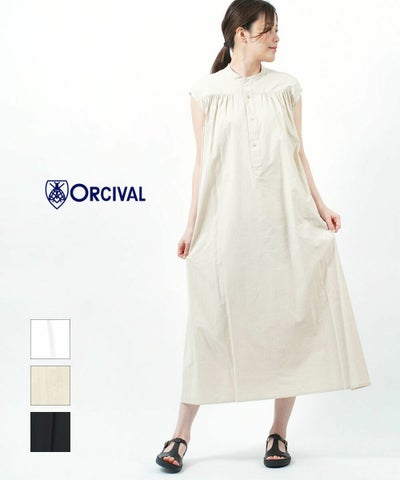 ORCIVAL(オーチバル・オーシバル) ロイヤルオックスフォードウォッシュ ノースリーブ ワンピース