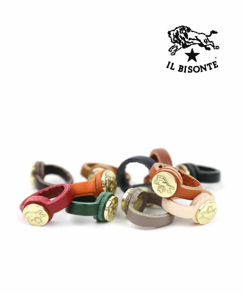 IL BISONTE(イルビゾンテ) レザー コンチョ付き リング ミドルグレー(18)