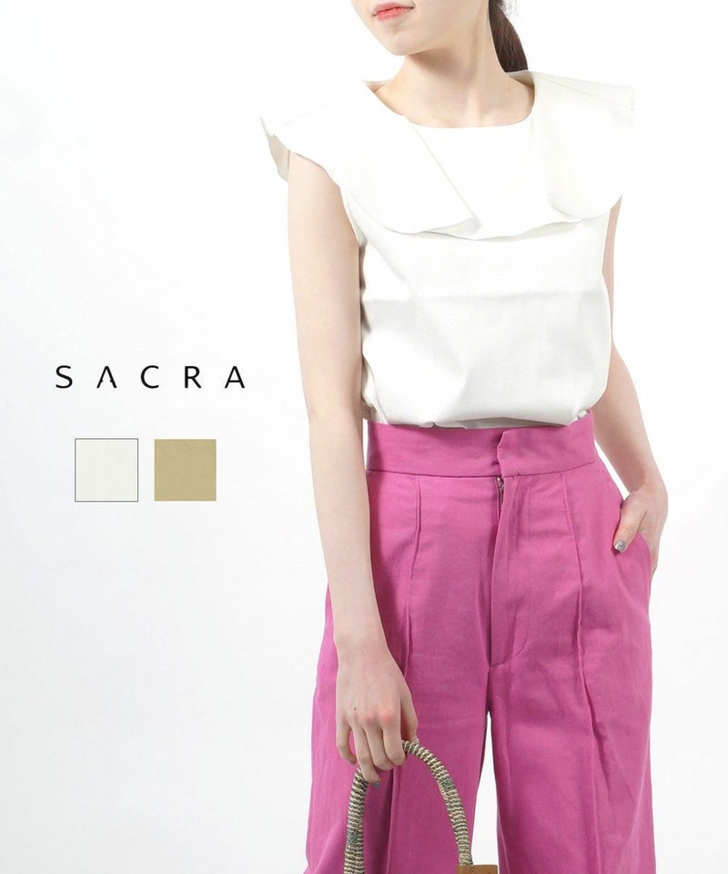SACRA(サクラ) カットソー ノースリーブプルオーバー ホワイト(010)