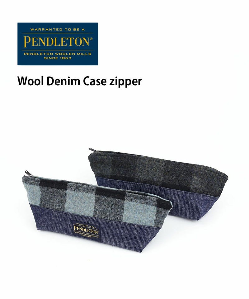 PENDLETON(ペンドルトン) ウールデニム ケース ジッパー ポーチ 小物入れ Blue Green Buffalo Check(32086)
