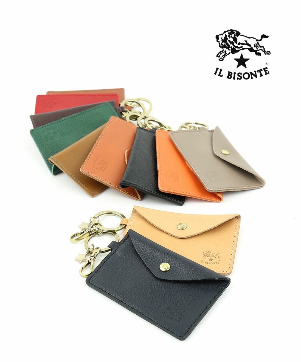IL BISONTE(イルビゾンテ)レザー フラップ付き カードケース | BLEU
