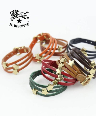 IL BISONTE(イルビゾンテ) レザーブレスレット スターモチーフ付きブレスレット