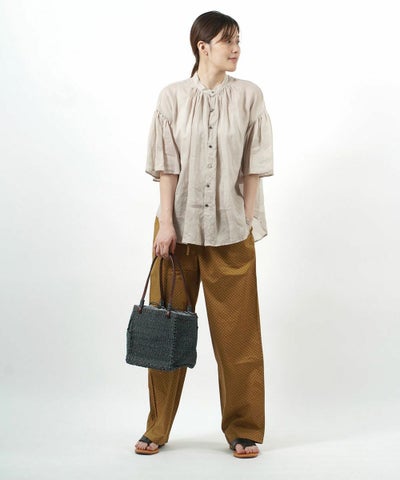 Anjou Chouette(アンジュシュエット) アバカ×カウレザー トートバッグ かごバッグ