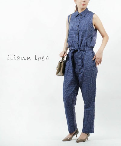 iliann loeb(イリアンローブ) コットン バック切り替え ノースリーブ オールインワン コンビネゾン