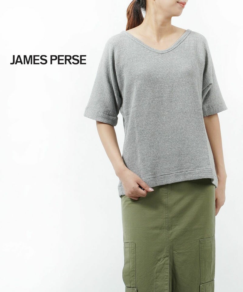 JAMES PERSE(ジェームスパース) ワッフルメッシュ 半袖 ワッフルカットソー プルオーバー ヘザーグレー(14)