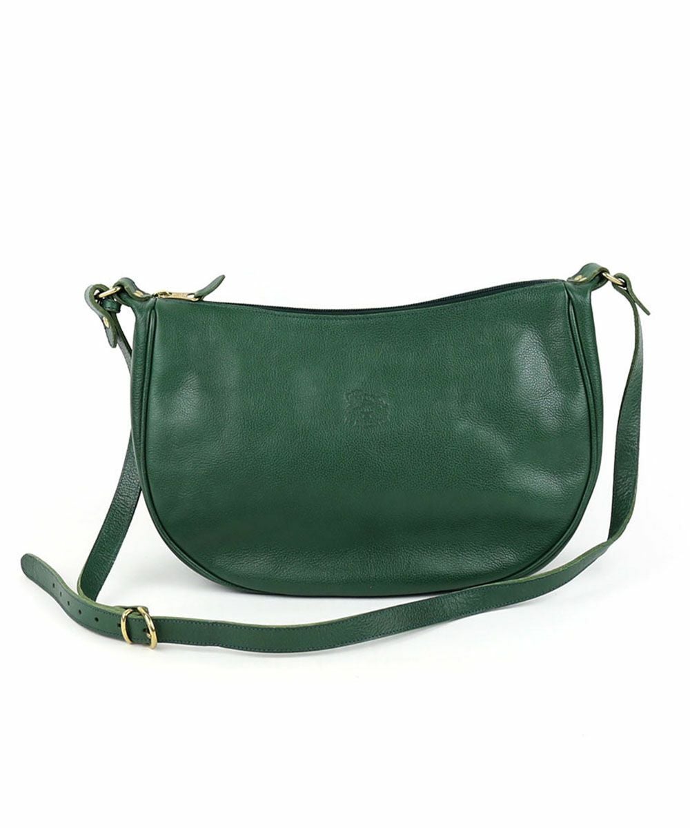 IL BISONTE（イルビゾンテ）レザーバッグ Green IL BISONTE(イルビゾンテ)レザー 半月型 ショルダーバッグ L | BLEU