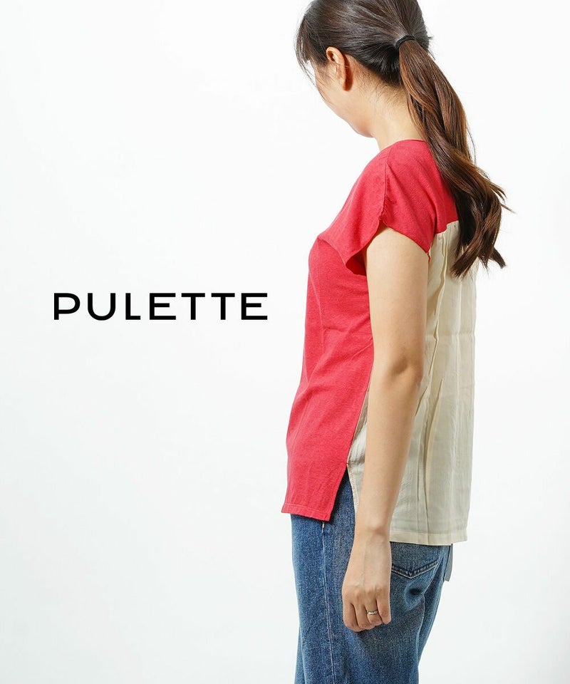 PULETTE(プレット) 別布切替 ノースリーブ カットソー RED(RED)