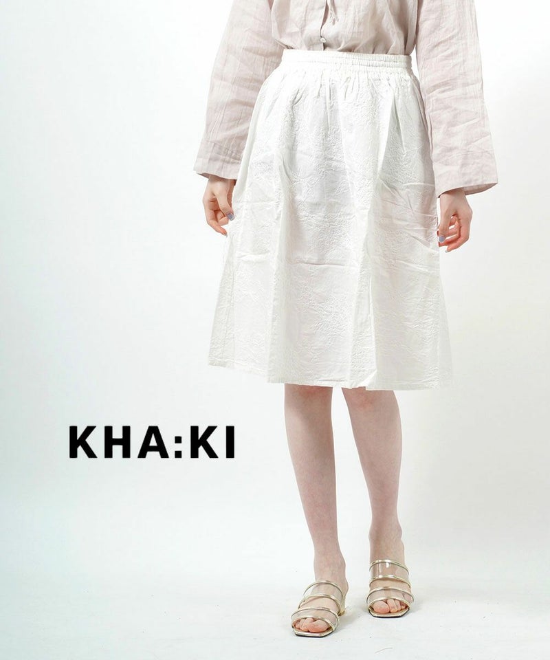 Kelen(ケレン) コットン バティック柄刺繍 フレアスカート Gee Javatik OFF WHITE(OWH)