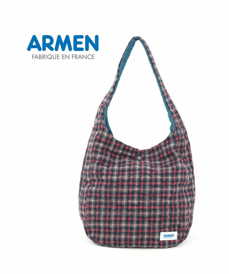 ARMEN(アーメン) トートバッグ SMALL WOOL BAG PINK CHECK(75C)