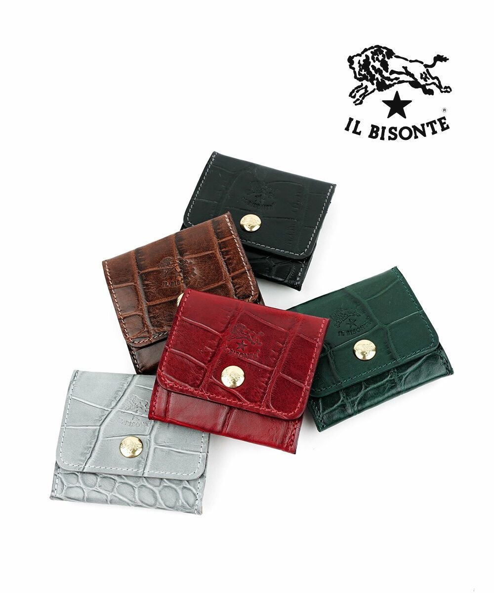 IL BISONTE(イルビゾンテ)クロコ型押しレザー コインパース | BLEU