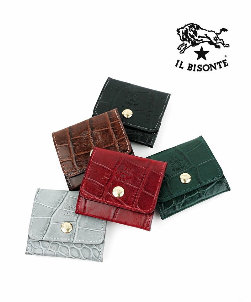 IL BISONTE(イルビゾンテ) クロコ型押しレザー コインパース レッド(39)