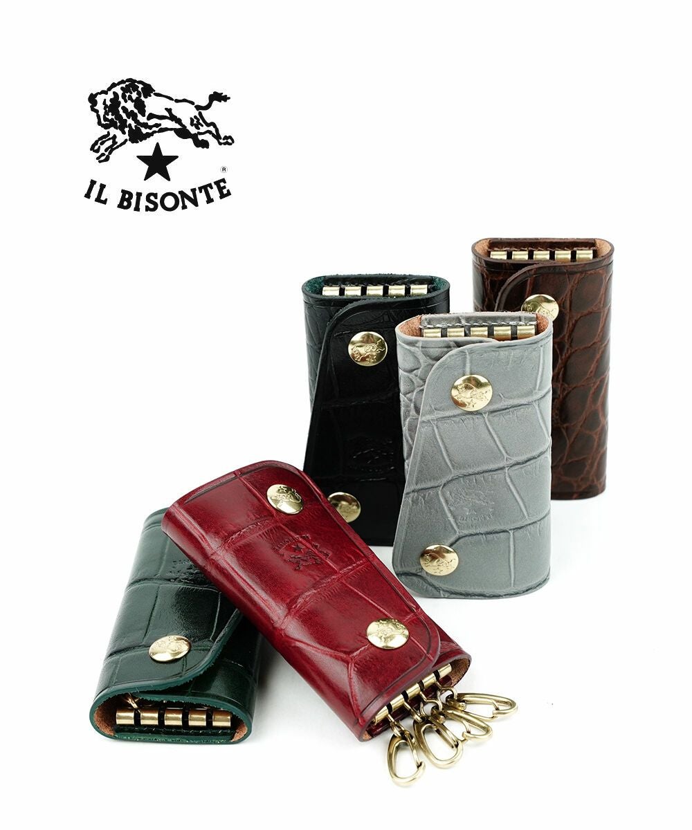 IL BISONTE(イルビゾンテ)クロコ型押しレザー カードケース | BLEU