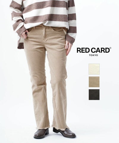 RED CARD(レッドカード) コットンストレッチ コーデュロイ 裾フリンジ フレアパンツ コーデュロイパンツ Marmalade Midrise