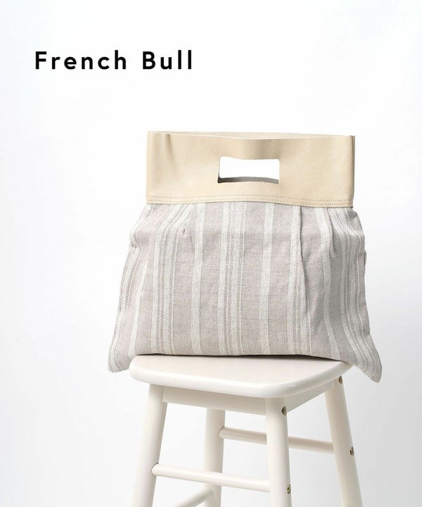 French Bull(フレンチブル) リネン×レザー ストライプ柄 ハンドバッグ トッドバッグ（9枚目）