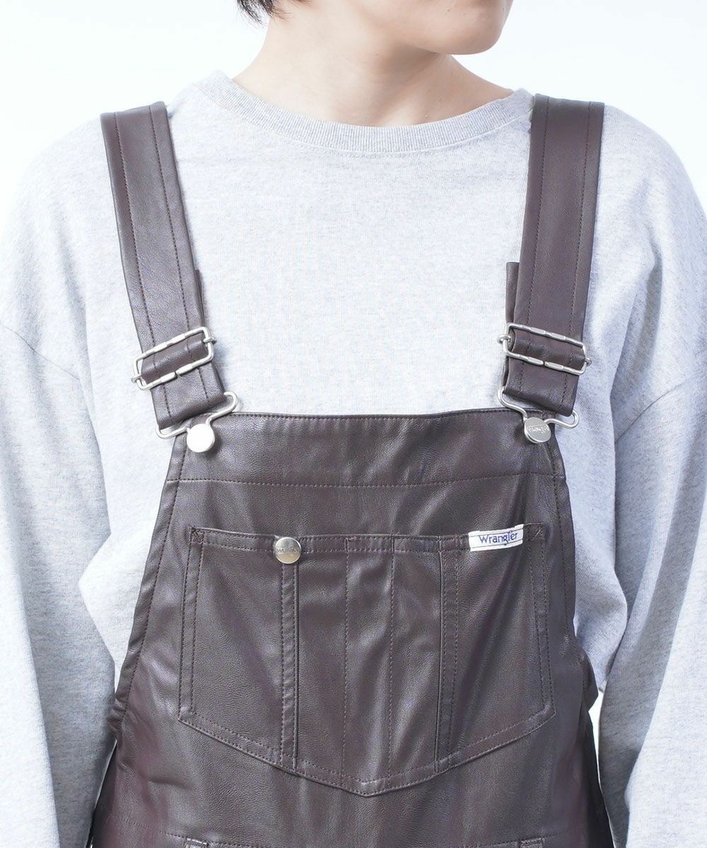 Wrangler(ラングラー)フェイクレザー フレアオーバーオール サロペット
