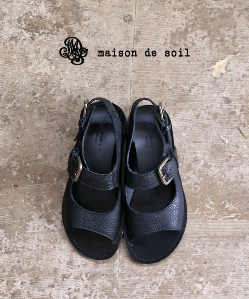 maison de SOIL(メゾン ド ソイル) レザー ストラップサンダル PLAIN STRAP SANDAL NERO/BLACK(990)