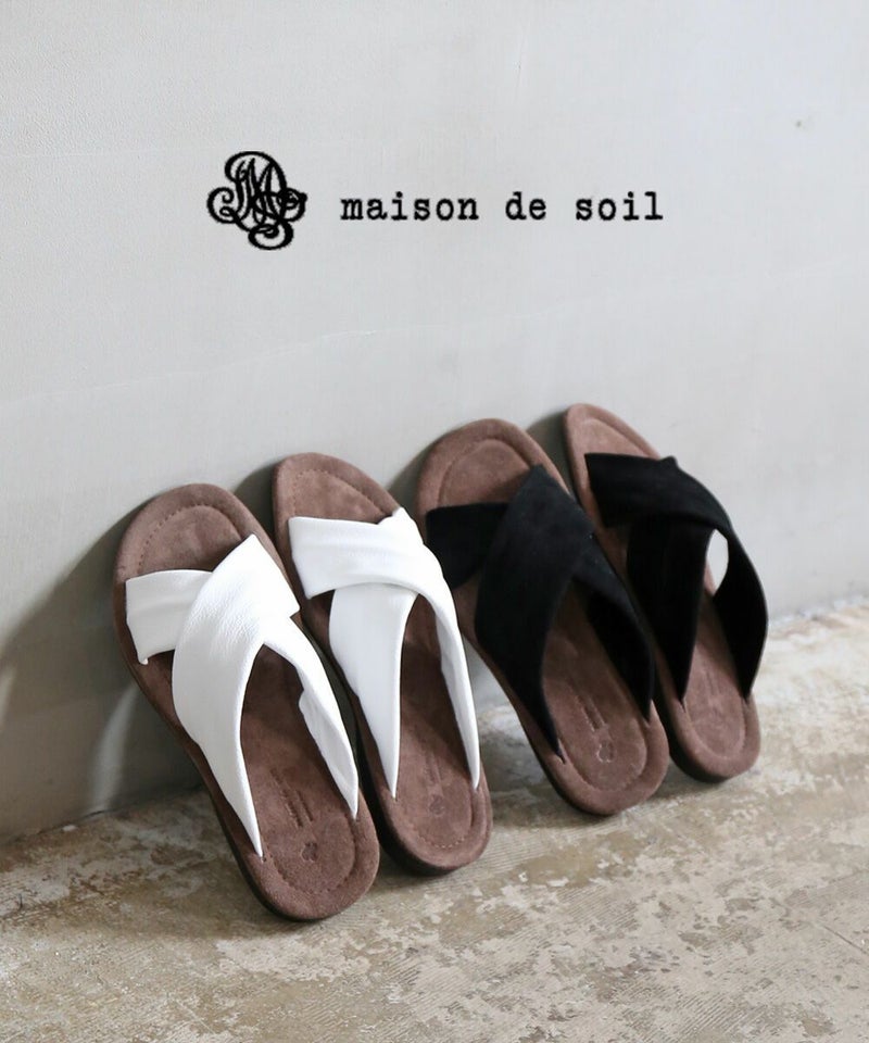 maison de SOIL(メゾン ド ソイル) スウェード クロスストラップサンダル CROSS STRAP SANDAL OCEAN BIANCO×TAUPE(910)