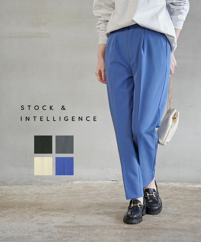 STOCK&INTELLIGENCE(ストックアンドインテリジェンス) センタープレス テーパードパンツ ブラック(03)