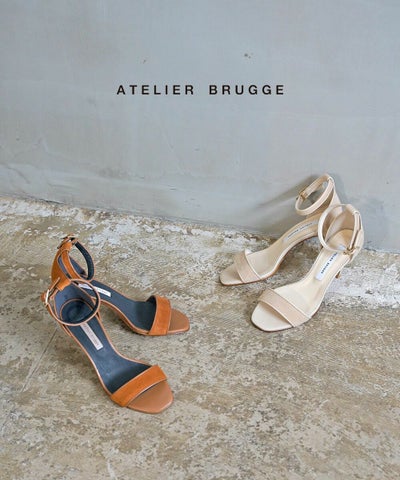 atelier brugge(アトリエブルージュ) レザー アンクルストラップ ハイヒール サンダル