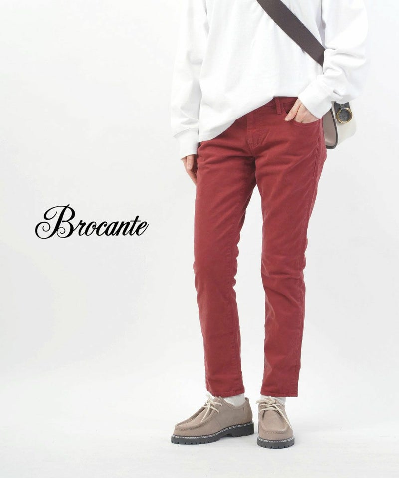 D.M.G Brocante(ドミンゴブロカント) コットンストレッチ 9分丈 起毛 スリムパンツ 5P アロンジェパンツ ボルドー(68-2)