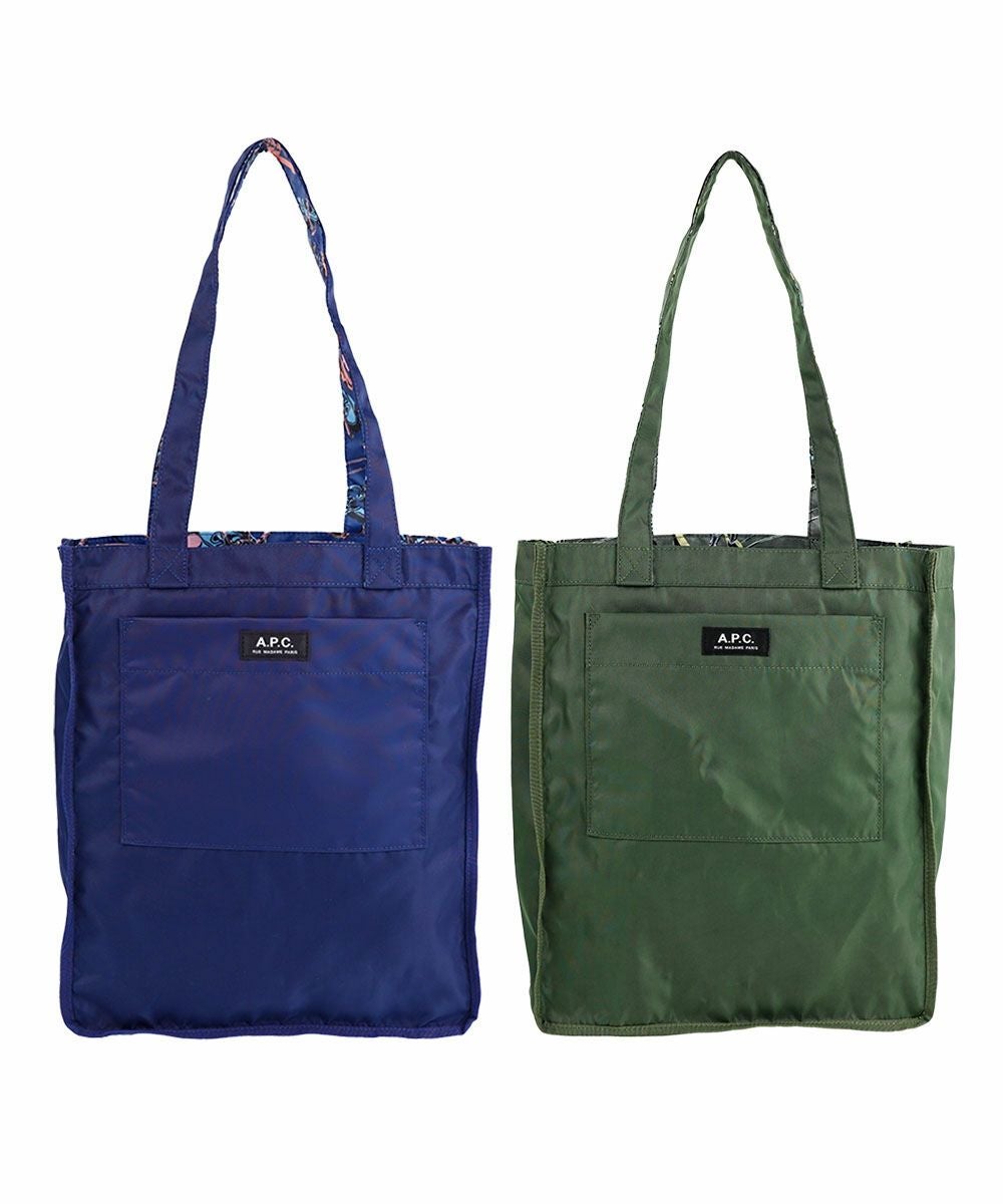アーペーセー A.P.C. リバーシブル トートバッグ プリント ロゴ カーキ
