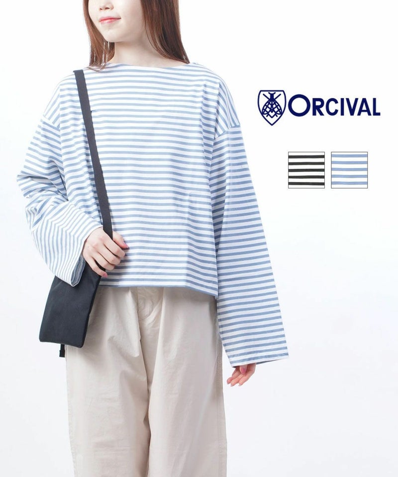 ORCIVAL(オーチバル・オーシバル) ロングスリーブワイドプルオーバー WHITE×CHARCOAL(WHCH)