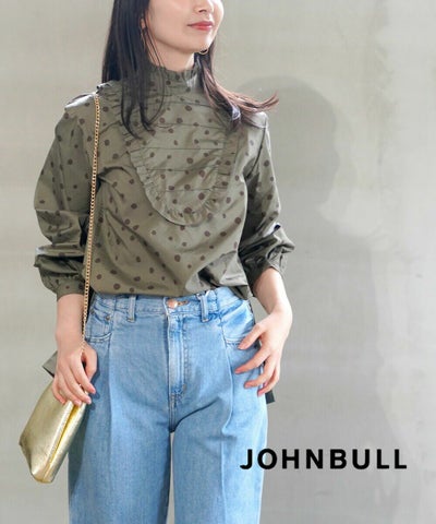 Johnbull(ジョンブル) ドットプリント フリルブラウス