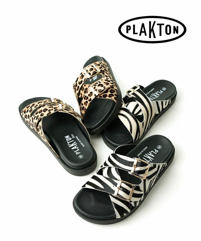 PLAKTON(プラクトン) フラットストラップサンダル ゼブラ(ZEB)